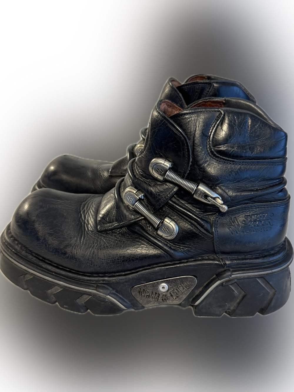 New Rock Reactor Platform Boots EU 44 Black Leather Gothic Cyber Y2K Spain